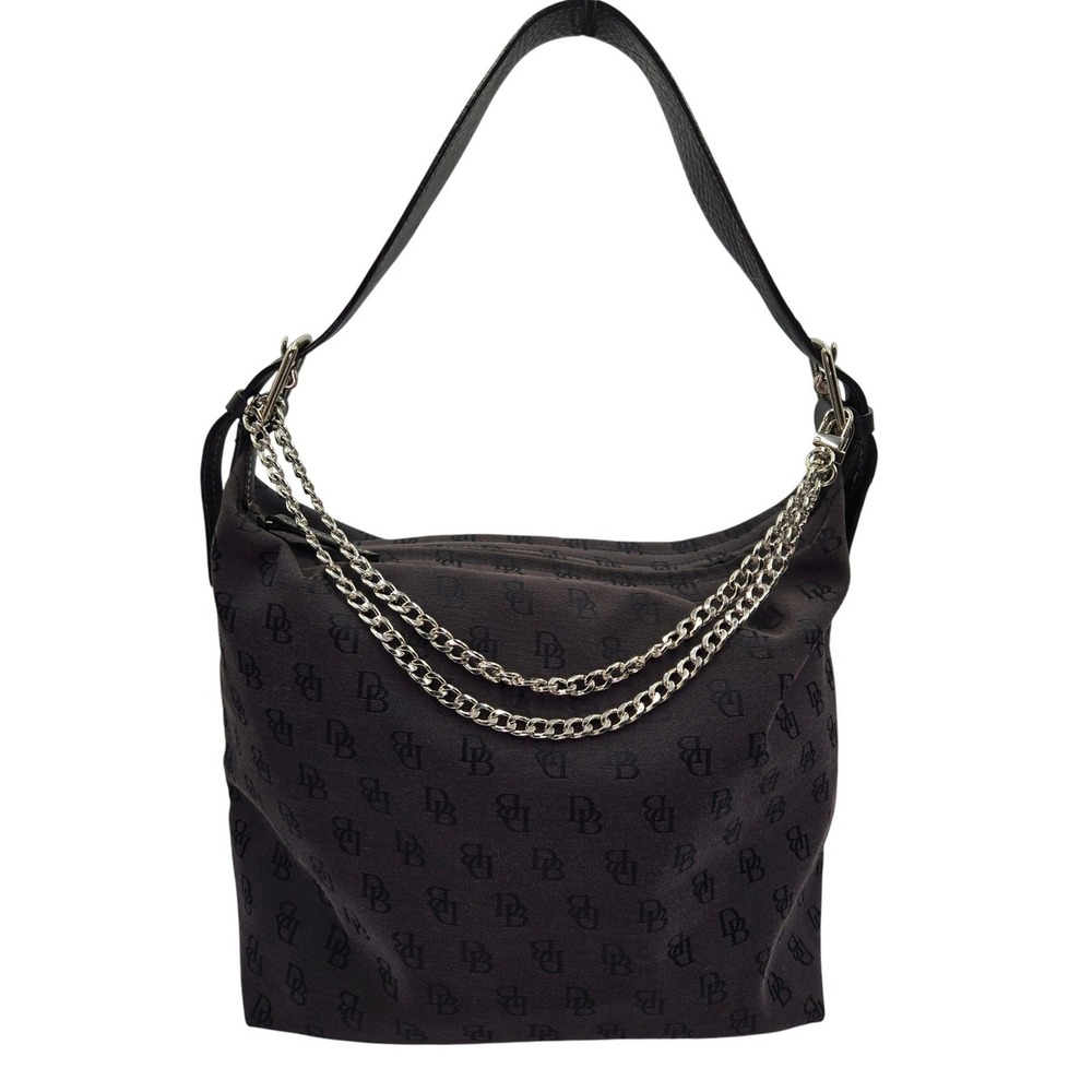 Dooney & Bourke Hobo Bag Monogram Canvas Shoulder Bag Dark Brown